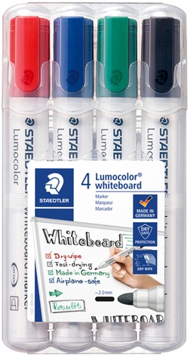 Whiteboardmarker Staedtler Lumocolor 351 set à 4 stuks standaard assorti