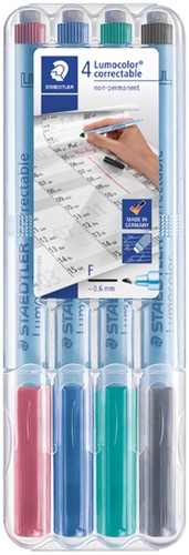 Viltstift Staedtler Lumocolor 305 non permanent correctable F ass 4st