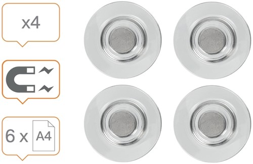 Glasbordmagneet Nobo extra sterk 32mm transparant 4 stuks-4