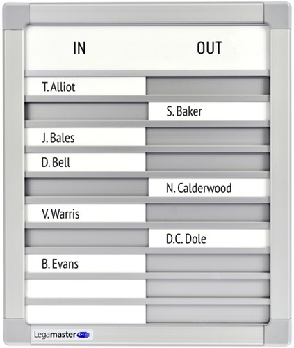 Aan-afwezigheidsbord Legamaster 310x260mm 10 namen