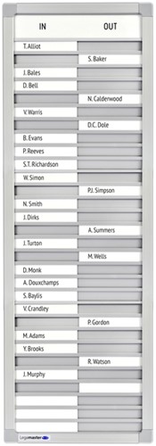 Aan-afwezigheidsbord Legamaster 770x260mm 30 namen