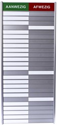 Aan- afwezigheidsbord voor 25 namen