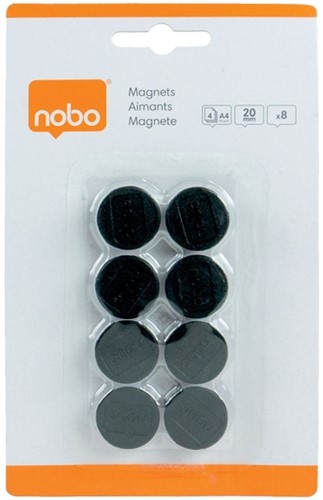 Magneet Nobo 20mm zwart 8 stuks