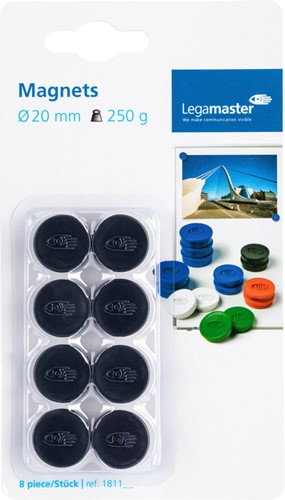 Magneet Legamaster 20mm 250gr zwart 8 stuks