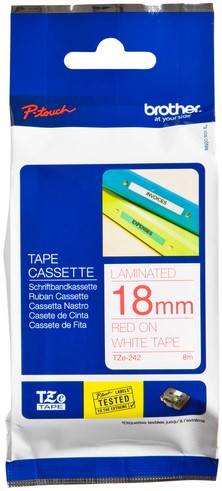 Labeltape Brother P-touch TZe-242 standaard 18mm rood op wit