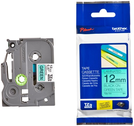 Labeltape Brother P-touch TZe-731 standaard 12mm zwart op groen-3