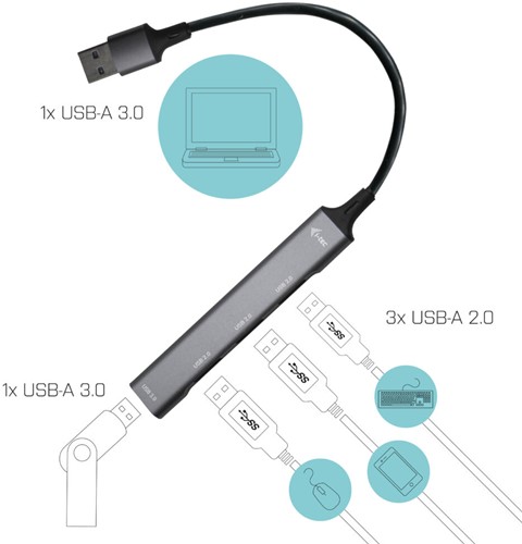 i-tec Metal USB 3.0 HUB 1x USB 3.0 + 3x USB 2.0-2
