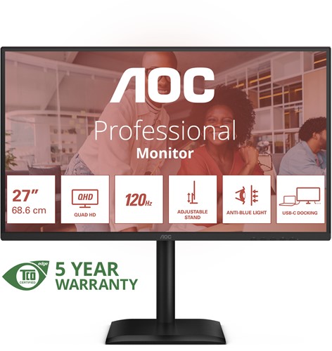 AOC E4 Q27E4CV computer monitor 68,6 cm (27") 2560 x 1440 Pixels Quad HD LED Zwart-3