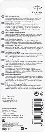 Gelschrijvervulling Parker Quink medium zwart blister à 1 stuk-3