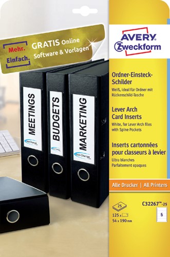 Rug-insteekkaart Avery breed 54x190mm wit 25 vel-2