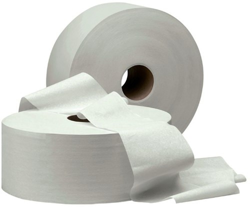 Toiletpapier Cleaninq T1 jumbo groot 2-laags 6x380m wit-3