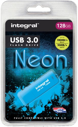 USB stick 3.0 Integral Neon USB-A 128GB blauw