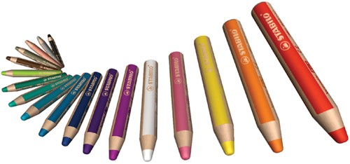 Kleurpotloden STABILO 880 woody 3 in 1 Arty + slijper+penseel ass 18st-2