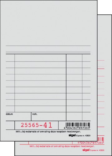 Kassablok Expres SI-40920 150x100mm 50x2vel
