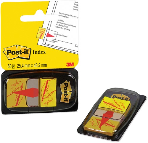 Indextabs Post-it 68031 25,4x43.2mm " hier ondertekenen" geel-1