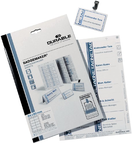 Badgekaart Durable 1453 bedrukbaar 40x75mm 240 stuks-2