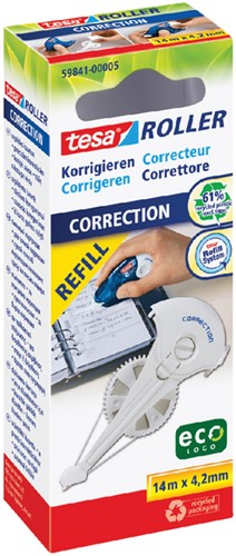 Correctietape navulling tesa® ecoLogo® 14mx4,2mm hangdoosje