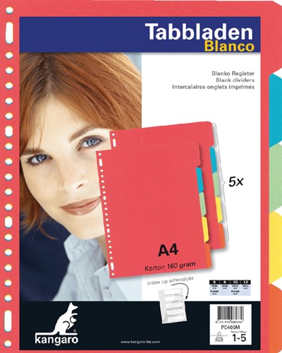 Tabbladen Kangaro 23-gaats PE405M 5-delig assorti karton-3