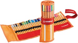 Fineliner STABILO point 88/30 rollerset oranje/rood fijn assorti 30st