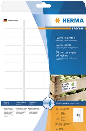 Etiket HERMA Power 10902 45.7x21.2mm wit 1200 stuks-1