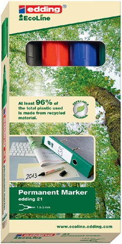 Viltstift edding 21 EcoLine rond assorti 1.5-3mm doos à 4st