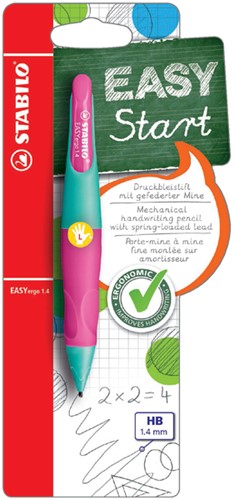 Vulpotlood STABILO Easyergo HB 1.4mm linkshandig turquose/neon roze blister à 1 stuk