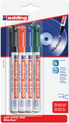 Cd marker edding 8400 rond 0.5-1.0mm assorti blister à 4 stuks