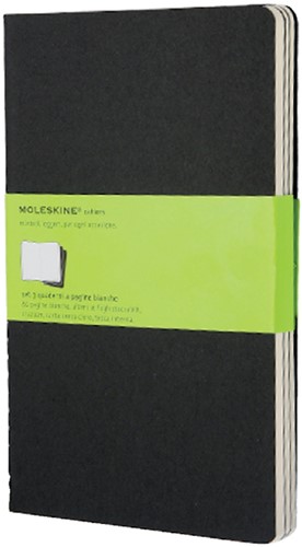 Schrift Moleskine 130x210mm blanco 160 pagina's 70gr zwart set à 3 stuks