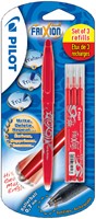 Rollerpen PILOT friXion medium rood blister à 1 stuk + 3 vullingen