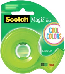 Plakband Scotch 810 19mmx19m onzichtbaar + handdispenser Cool Colors