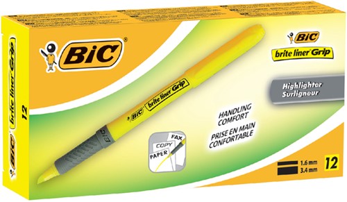 Markeerstift Bic brite liner grip geel-2
