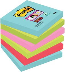 Memoblok 3M Post-it 654 Super Sticky 76x76mm Miami p/6 blok ass