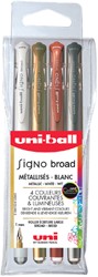 Rollerpen Uni-ball Signo breed metallic assorti etui à 4 stuks