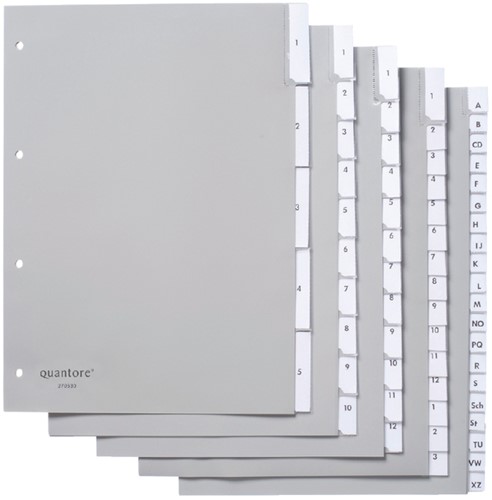 Tabbladen Quantore 4-gaats 12-delig met venster grijs PP-2