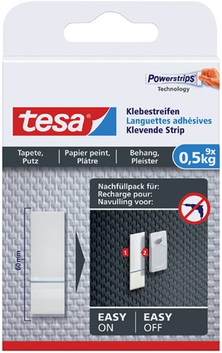 Kleefstrips tesa® behang & pleisterwerk 0,5kg wit 9 stuks 9 stuks