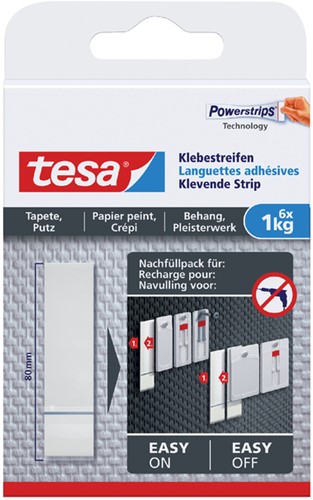 Kleefstrips tesa® behang & pleisterwerk 1kg wit 6 stuks 6 stuks