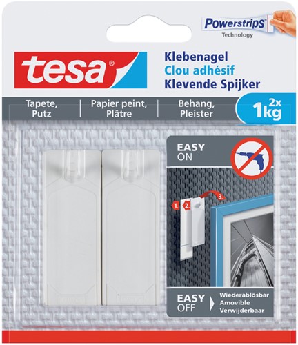 Klevende spijker tesa® behang en pleisterwerk 1kg wit 2 stuks