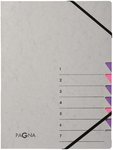 Sorteermap Pagna Easy 7 tabs A4 karton grijs/lila
