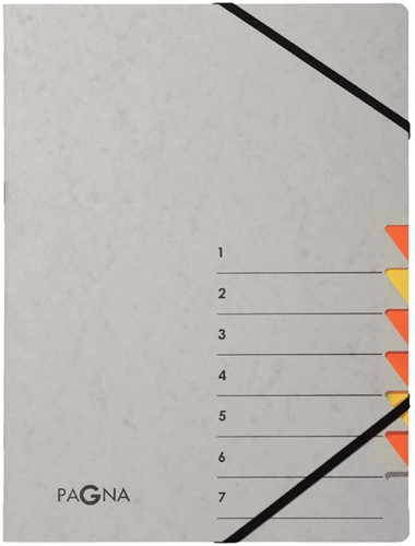 Sorteermap Pagna Easy 7 tabs A4 karton grijs/oranje