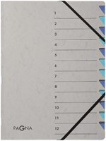 Sorteermap Pagna Easy 12 tabs A4 karton grijs/blauw