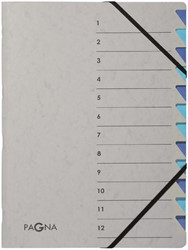 Sorteermap Pagna Easy 12 tabs A4 karton grijs/blauw