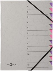 Sorteermap Pagna Easy 12 tabs A4 karton grijs/lila