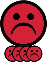 Magneet smiley 50mm emotie bedroefd rood 5 stuks