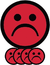 Magneet smiley 25mm emotie bedroefd rood 5 stuks