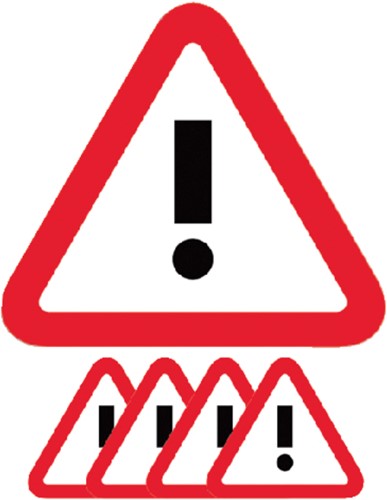 Magneet attentie rood wit 5 stuks