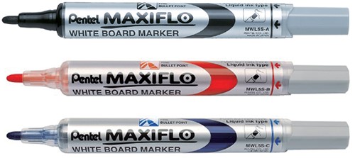 Whiteboardmarker Pentel MWL5S Maxiflo rond 1mm rood-2
