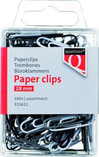 Paperclip Quantore blister 28mm assorti 100 stuks