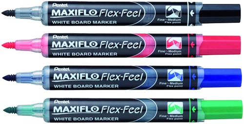 Whiteboardmarker Pentel MWL5SBF Maxiflo rond 1.5-4.5mm zwart-3