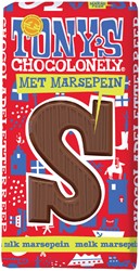 Chocoladeletter Tony's Chocolonely melk marsepein S 180gr