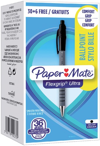 Balpen Paper Mate Flexgrip Ultra medium zwart valuepack 30+6 gratis-3